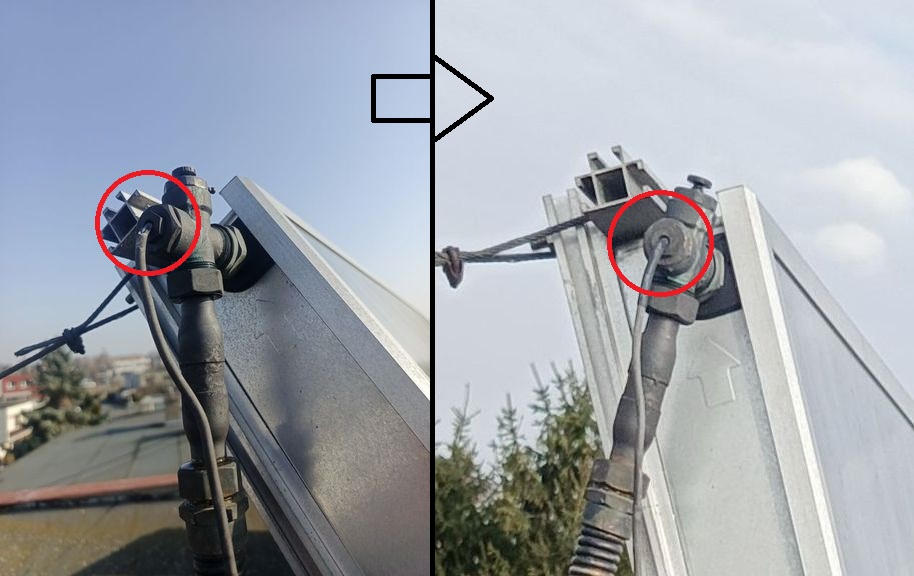 Serwis 5 kolektorów słonecznych Watt w Poznaniu, wymiana naczynia przeponowego i glikolu w zbiorniku 500l, czyszczenie styków czujnika temperatury solarów.